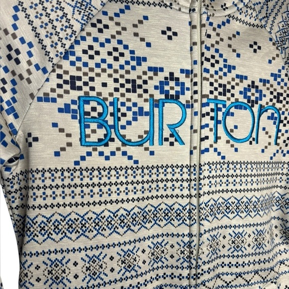 Burton Fair Isle Nordic Print Fleece Lined Hooded Jacket Size Small - Picture 3 of 13